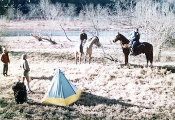 237.jpg--2 horses, river, tent