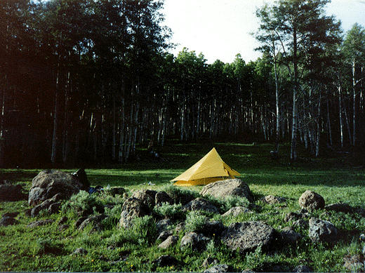 tent by the lake